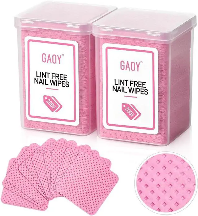 Main image of GAOY Lint Free Nail Wipes, 400 Pcs Nail Polish Remover Pads, Non-Woven Cotton Pads Gel Cleaning Wipes, Manicure Supplies for Professional Salon and DIY Art