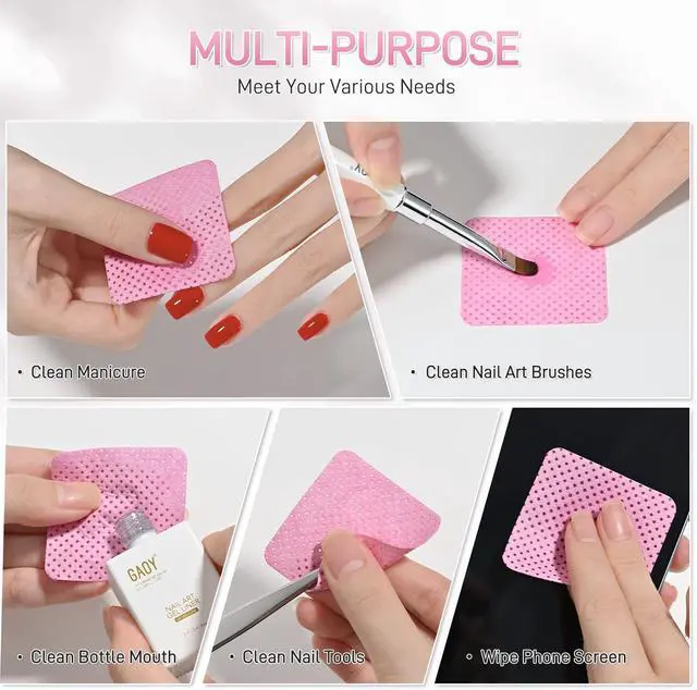 Alt view image 3 of 6 - GAOY Lint Free Nail Wipes, 400 Pcs Nail Polish Remover Pads, Non-Woven Cotton Pads Gel Cleaning Wipes, Manicure Supplies for Professional Salon and DIY Art