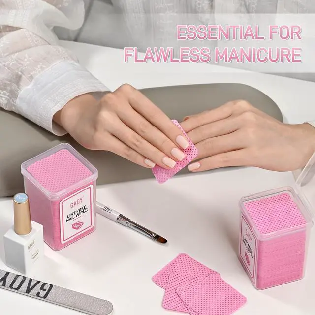Alt view image 6 of 6 - GAOY Lint Free Nail Wipes, 400 Pcs Nail Polish Remover Pads, Non-Woven Cotton Pads Gel Cleaning Wipes, Manicure Supplies for Professional Salon and DIY Art