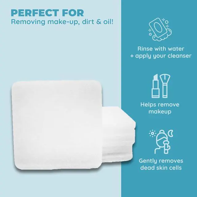 Alt view image 3 of 6 - Mini Facial Exfoliating Pads, 100 Count per Pack: Makeup Remover and Cleanser Sponges for Face, Suitable for All Skin Types