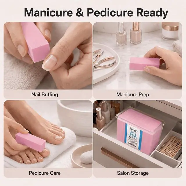Alt view image 3 of 6 - ForPro 15 Pack Pink Buffing Block, 100/180 Grit, 3.75" x 1" x 1" Buffer | for Nail Buffing & Shine, Nail Buffing Block, Shine Buffer, Manicure Buffer, Salon Nail Buffer, Salon & Spa Essentials