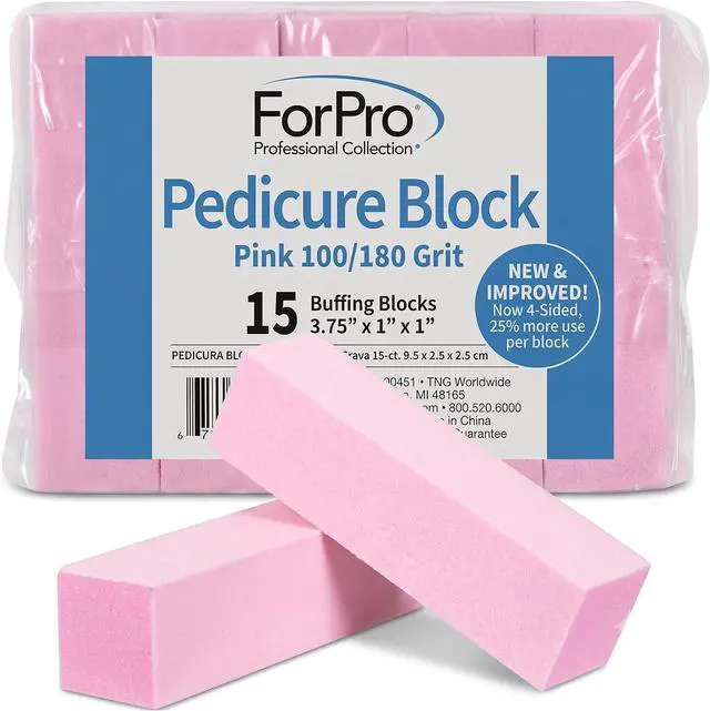 Alt view image 2 of 6 - ForPro 15 Pack Pink Buffing Block, 100/180 Grit, 3.75" x 1" x 1" Buffer | for Nail Buffing & Shine, Nail Buffing Block, Shine Buffer, Manicure Buffer, Salon Nail Buffer, Salon & Spa Essentials