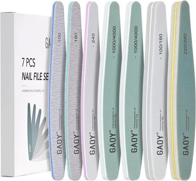 Main image of GAOY Nail Files and Buffers, 7 Pcs Nail File Set with Shiner, Emery Boards for Natural Nails Manicure Art Tools and Pedicure Supplies at Home DIY Salon