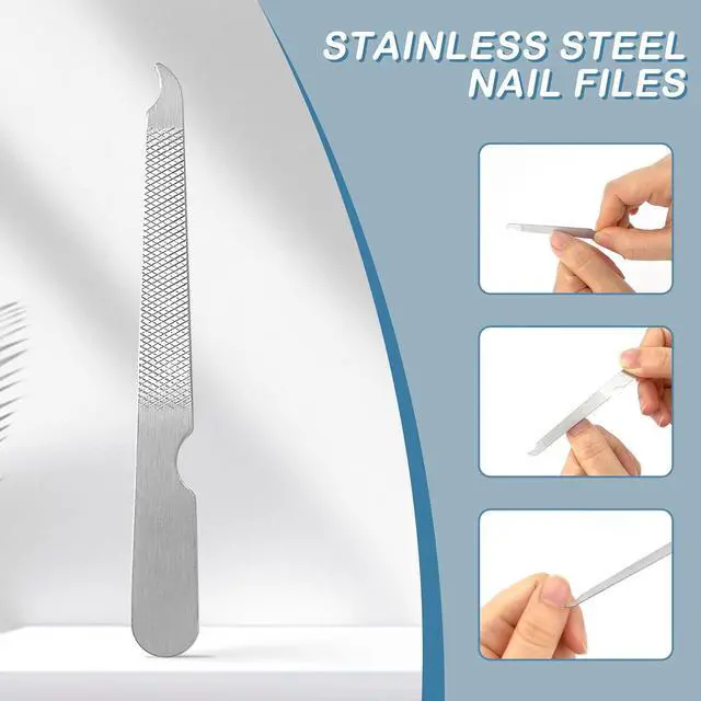 Alt view image 2 of 6 - BlingKingdom 3 PCS Stainless Steel Nail Files, Metal Double-Sided Design | Easy to Clean, Small and Lightweight, for Home, Nail Salons, Beauty Parlors, Men and Women (Silver)