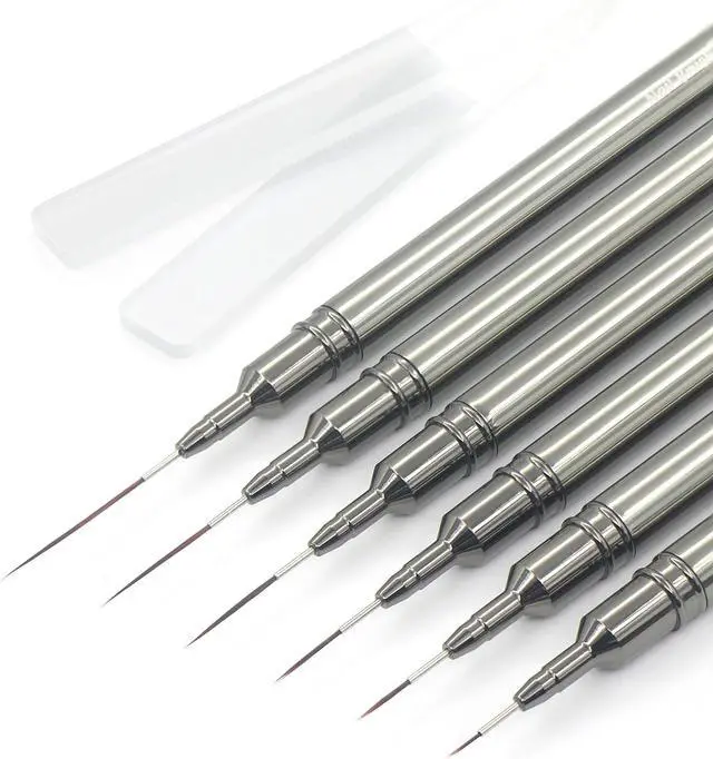 Main image of MYR 6Pcs Metal Nail Art Brushes & 2pcs Nano Nail Files for Nail Art Designs | Nail Art Pens, Nail Art Liner Brushes, Acrylic Nail Brushes, Nail Brushes for Nail Art, Nail Design Tools, Nail Brush Set