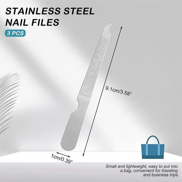 Alt view image 4 of 6 - BlingKingdom 3 PCS Stainless Steel Nail Files, Metal Double-Sided Design | Easy to Clean, Small and Lightweight, for Home, Nail Salons, Beauty Parlors, Men and Women (Silver)
