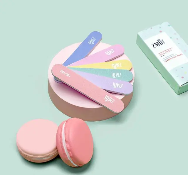 Alt view image 5 of 5 - Professional Mini Nail File 12 Stylish - Practical Fingernail File Pack for Natural and Acrylic Nails 100/180 Emery Boards (Macaroon Color)