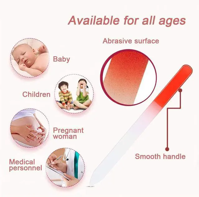 Alt view image 2 of 7 - 5 Pcs Glass Nail File with Plastic Sleeve, Crystal Fingernail Files, Double Sided Finger Nail Files, Professional Manicure Nail Care for Women Girls