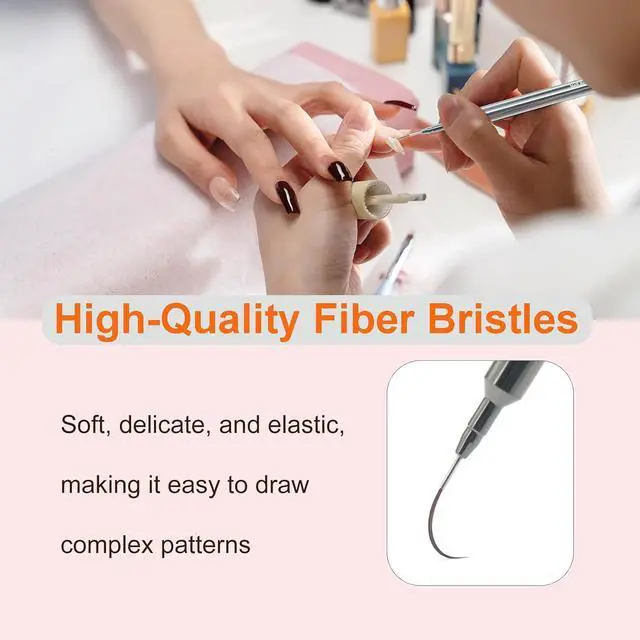 Alt view image 4 of 6 - MYR 6Pcs Metal Nail Art Brushes & 2pcs Nano Nail Files for Nail Art Designs | Nail Art Pens, Nail Art Liner Brushes, Acrylic Nail Brushes, Nail Brushes for Nail Art, Nail Design Tools, Nail Brush Set