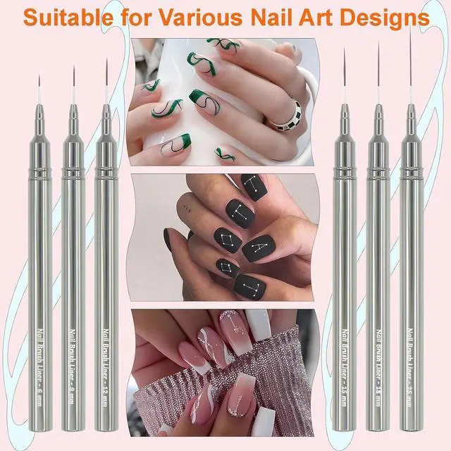 Alt view image 5 of 6 - MYR 6Pcs Metal Nail Art Brushes & 2pcs Nano Nail Files for Nail Art Designs | Nail Art Pens, Nail Art Liner Brushes, Acrylic Nail Brushes, Nail Brushes for Nail Art, Nail Design Tools, Nail Brush Set