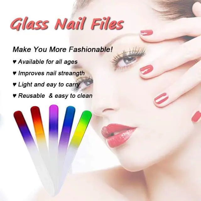 Alt view image 4 of 7 - 5 Pcs Glass Nail File with Plastic Sleeve, Crystal Fingernail Files, Double Sided Finger Nail Files, Professional Manicure Nail Care for Women Girls