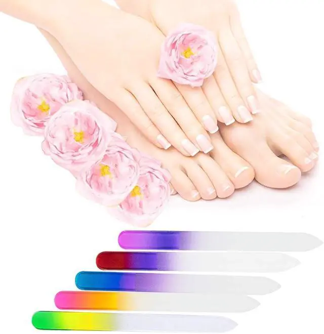 Alt view image 7 of 7 - 5 Pcs Glass Nail File with Plastic Sleeve, Crystal Fingernail Files, Double Sided Finger Nail Files, Professional Manicure Nail Care for Women Girls