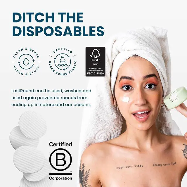 Alt view image 6 of 7 - LastRound Reusable Makeup Remover Pads - 7 Washable Eco-Friendly Reusable Cotton Rounds for Face - Sustainable & Soft Cotton Face Pads for Facial Cleansing & Eye Makeup Removal - Travel Storage Case