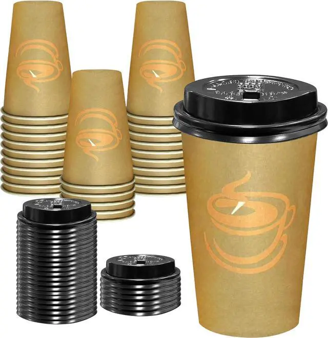 Main image of 12 oz Disposable Coffee Cups with Lids 25 Pack,To Go Paper Coffee Cups for Hot & Cold Beverages, Coffee, Tea, Hot Chocolate, Water or Juice,for Home, Office, Store and Cafe