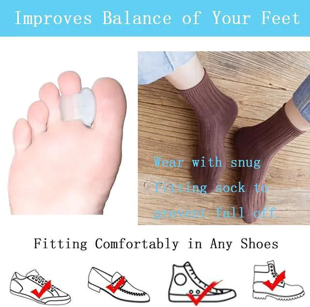 Alt view image 6 of 7 - Pack of 12 Gel Toe Separator, (1/4" Thick) Big Toe Spacers, Single Loop Toe Spreader for Bunions, Overlapping Toe, Corrector and Spacer (Clear)