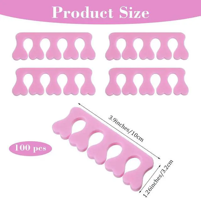 Alt view image 2 of 7 - 100 Pcs Sponge Toe Separators Soft Finger Separators Premium Pedicure Tool Kit Flexible Toe Divider Spacer for Polishing Pedicure Manicure Coating Nail Art Beauty Accessories (Pink)