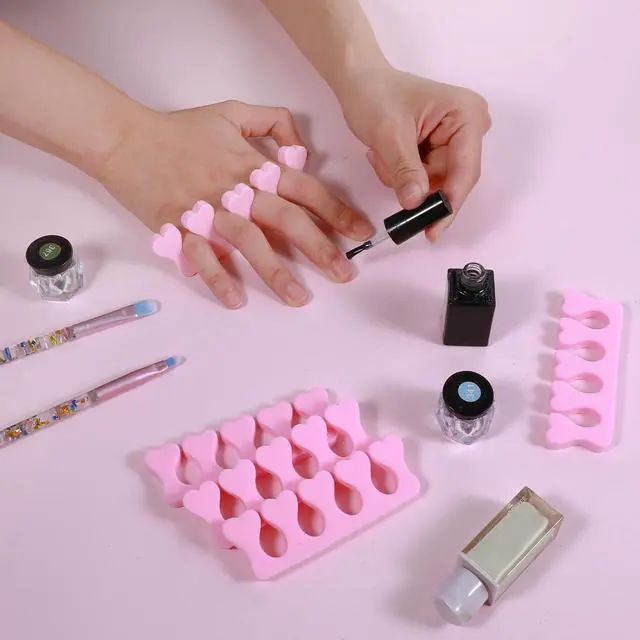 Alt view image 6 of 7 - 100 Pcs Sponge Toe Separators Soft Finger Separators Premium Pedicure Tool Kit Flexible Toe Divider Spacer for Polishing Pedicure Manicure Coating Nail Art Beauty Accessories (Pink)