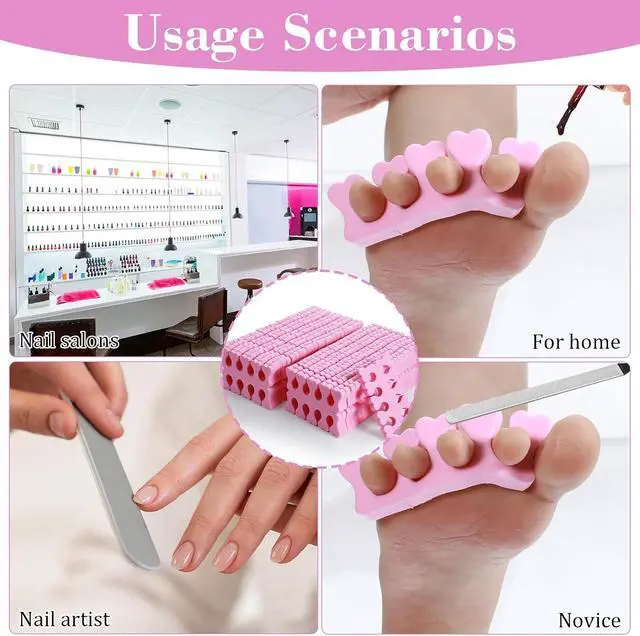 Alt view image 4 of 7 - 100 Pcs Sponge Toe Separators Soft Finger Separators Premium Pedicure Tool Kit Flexible Toe Divider Spacer for Polishing Pedicure Manicure Coating Nail Art Beauty Accessories (Pink)