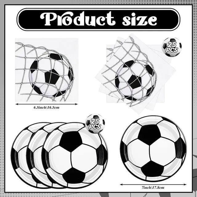 Alt view image 2 of 7 - NatNarr 50 Pcs Soccer Plates and Napkins, Disposable Soccer Party Decorations