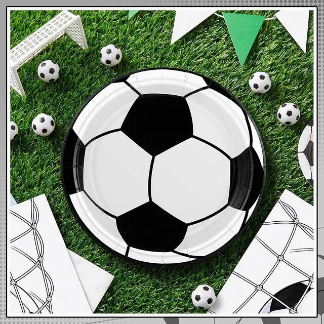 Alt view image 4 of 7 - NatNarr 50 Pcs Soccer Plates and Napkins, Disposable Soccer Party Decorations