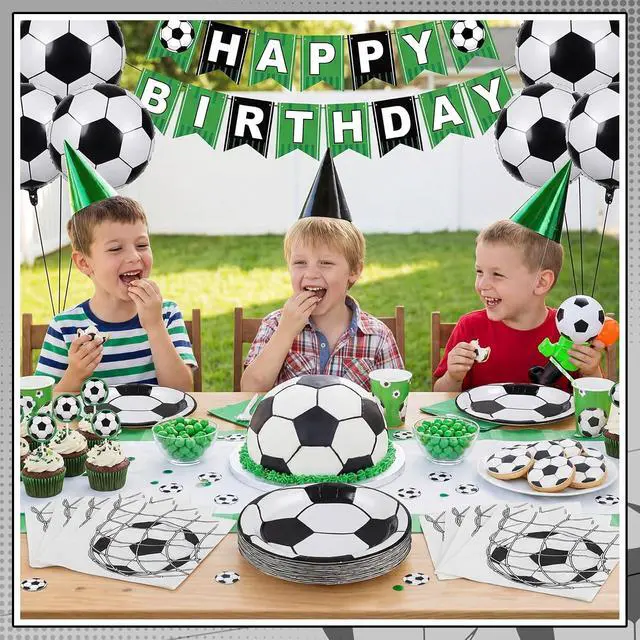 Alt view image 6 of 7 - NatNarr 50 Pcs Soccer Plates and Napkins, Disposable Soccer Party Decorations