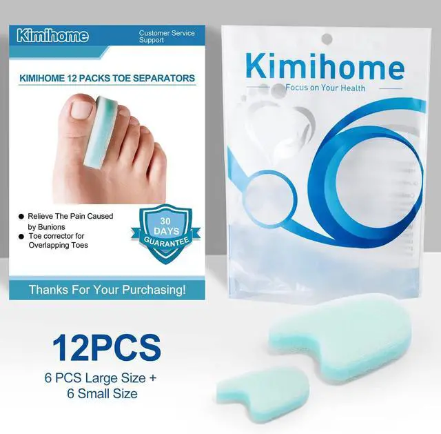 Alt view image 7 of 7 - 12 Packs Foam Toe Separator - Kimihome Toe Gasket-Redress Overlapping Toes, Prevent Friction and Release Pressure, Relieve The Pain Caused by Bunions