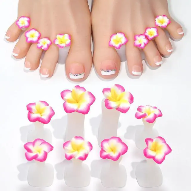 Alt view image 2 of 5 - 8pcs Nail Polish Toe Stretcher Toe Separators, Silicone Nail Art Finger Separators Toe Stretcher Manicure Pedicure Tools for Toes Finger Relaxing(8 Pink Flowers)