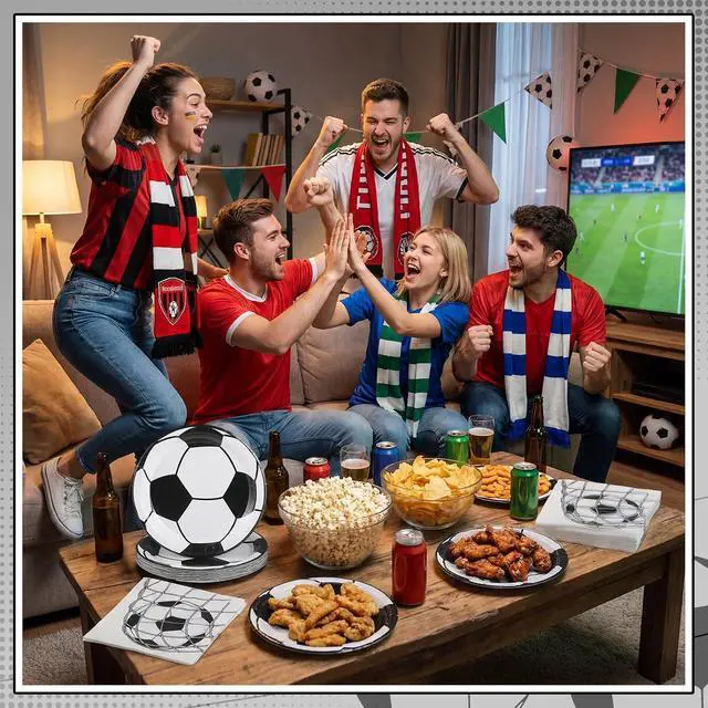 Alt view image 7 of 7 - NatNarr 50 Pcs Soccer Plates and Napkins, Disposable Soccer Party Decorations
