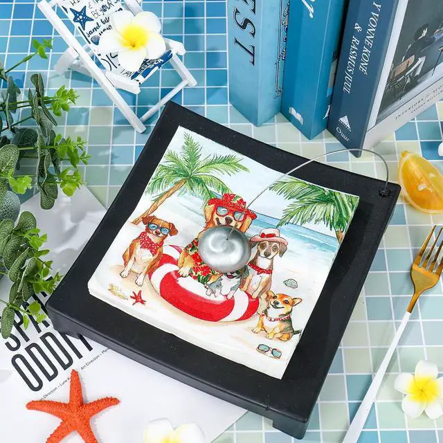 Alt view image 4 of 7 - JarThenaAMCS 50 Pcs Summer Dog Paper Napkins Tropical Beach Disposable Luncheon Napkins Dessert Dinner Hand Napkin for Birthday Pool Party