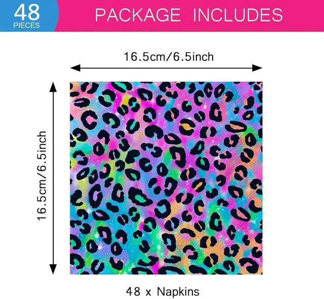 Alt view image 2 of 6 - Cheetah Leopard Print Birthday Party Napkins for Girls, 48pcs | Disposable, Early 2000s Y2K Party Decoration, Soft, Absorbent, Food Safe