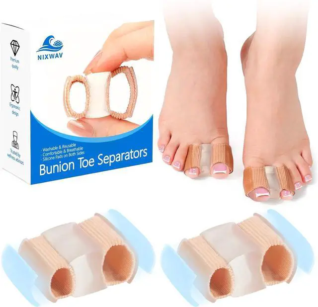 Main image of Bunion Toe Separators for Overlapping Toes, 3-Point Support Gel Toe Spacers with 2 Fabric Lining Loops for Toe Protectors, Bunion Corrector for Women Men Big Toe(L)