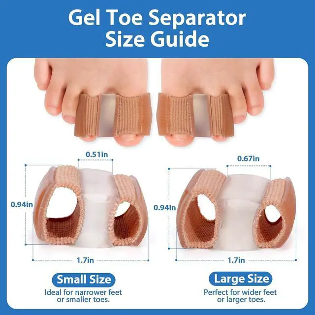 Alt view image 2 of 7 - Bunion Toe Separators for Overlapping Toes, 3-Point Support Gel Toe Spacers with 2 Fabric Lining Loops for Toe Protectors, Bunion Corrector for Women Men Big Toe(L)