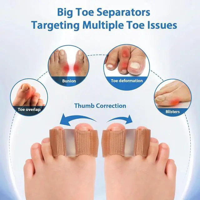 Alt view image 3 of 7 - Bunion Toe Separators for Overlapping Toes, 3-Point Support Gel Toe Spacers with 2 Fabric Lining Loops for Toe Protectors, Bunion Corrector for Women Men Big Toe(L)
