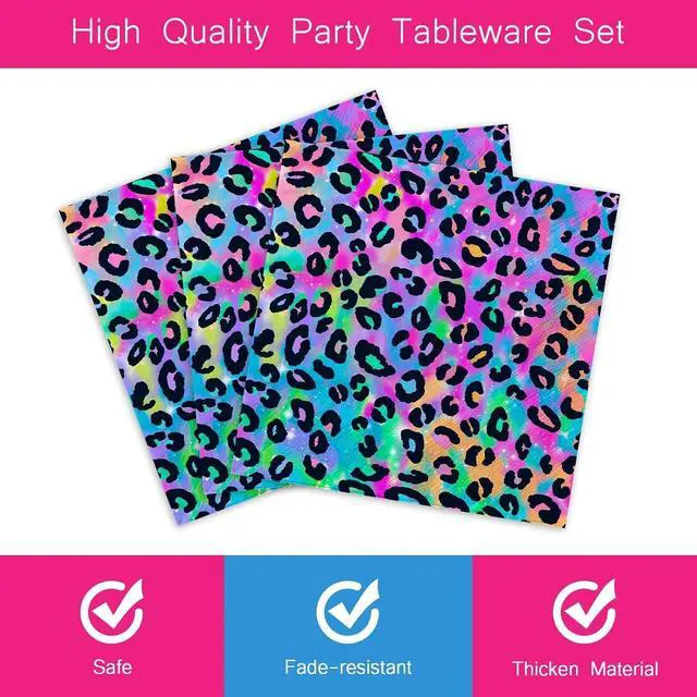 Alt view image 3 of 6 - Cheetah Leopard Print Birthday Party Napkins for Girls, 48pcs | Disposable, Early 2000s Y2K Party Decoration, Soft, Absorbent, Food Safe