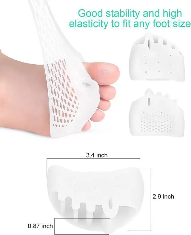 Alt view image 2 of 6 - PGRODE 1 Pair Metatarsal Pads Toe Separators for Bunion Correction,Soft and Breathable Hammer Toe Corrector Toe Spacers for Women Men Feet Relief