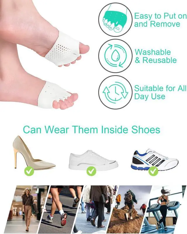 Alt view image 6 of 6 - PGRODE 1 Pair Metatarsal Pads Toe Separators for Bunion Correction,Soft and Breathable Hammer Toe Corrector Toe Spacers for Women Men Feet Relief