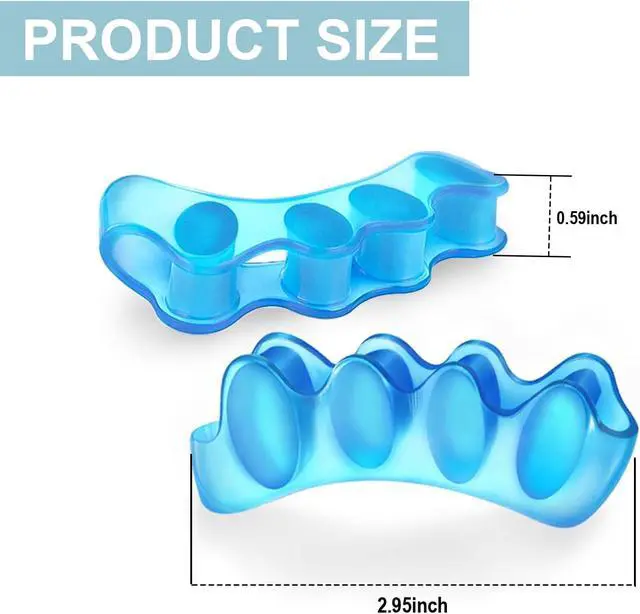 Alt view image 3 of 7 - 2 Pack Silicone Toe Separators, Toe Straightener for Bunion Correction | Soft Toe Spacers Relieve Discomfort, Support Hammer Toe, Fix Overlapping Toe for Daily Wear- Blue
