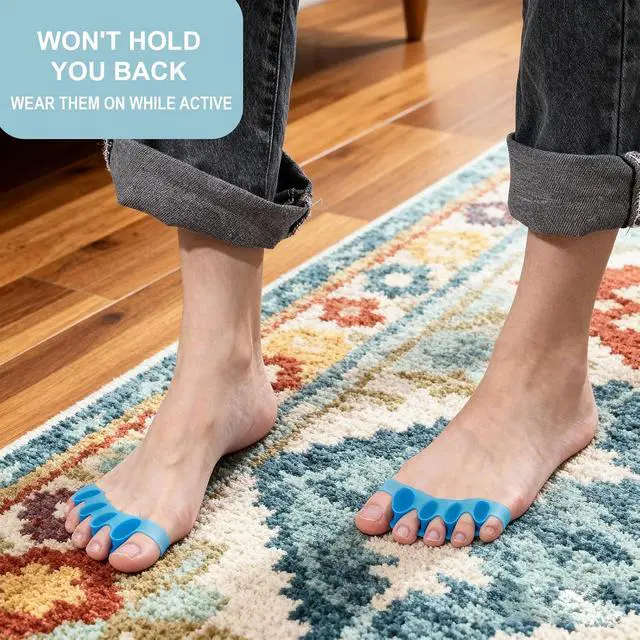 Alt view image 6 of 7 - 2 Pack Silicone Toe Separators, Toe Straightener for Bunion Correction | Soft Toe Spacers Relieve Discomfort, Support Hammer Toe, Fix Overlapping Toe for Daily Wear- Blue