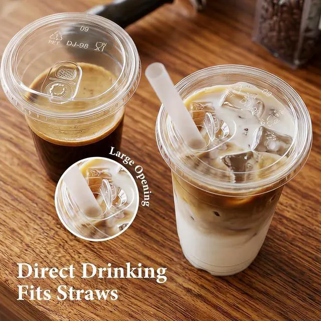 Alt view image 4 of 7 - 25 Pack 16oz Clear Plastic Cups with Sip Lids | Disposable Iced Coffee Cups,BPA Free,Food Safe Sturdy Cups for Iced Coffee,Smoothies Party Cold Drinks