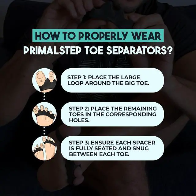 Alt view image 5 of 7 - PrimalStep Toe Separators, Spreaders, Spacers, Straightener, S/M | To Correct Toes for Men and Women, Bunion Corrector, Foot Pain, Plantar Fasciitis, Over 50% Thicker