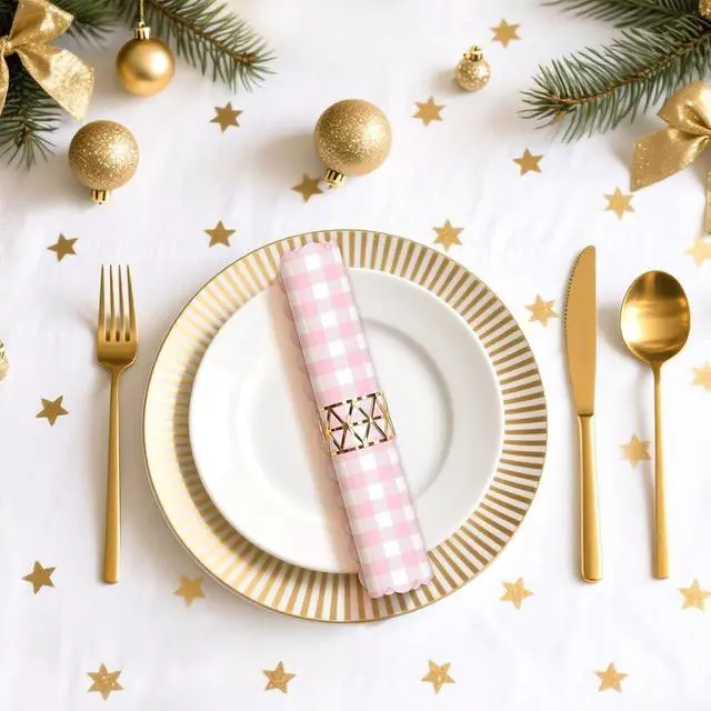 Alt view image 5 of 6 - 50 PCS Gingham Napkins Disposable; 3-ply Pink and White Checkered Napkins; Plaid Scalloped Cocktail Napkin for Baby Shower, Wedding, Birthday, Picnic, Valentines; Pink Gingham Paper Napkin