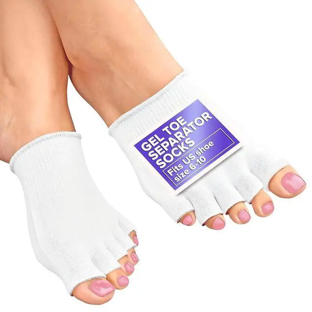 Main image of Gel Toe Separator Socks for Women, Soft Cotton, Fits US Sizes 6-10 | Gel Toe Compression Socks with Silicone Gel Layer; Reusable; Relaxation; Comfortable for Bedtime, Pedicure & Moisturizing