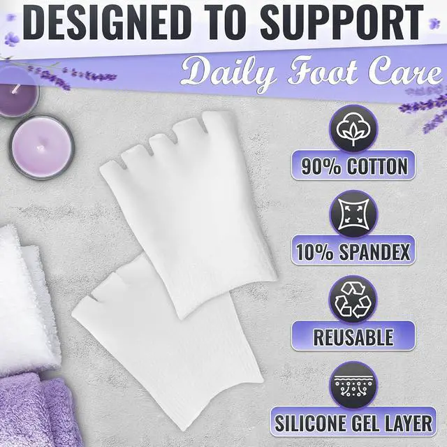 Alt view image 3 of 7 - Gel Toe Separator Socks for Women, Soft Cotton, Fits US Sizes 6-10 | Gel Toe Compression Socks with Silicone Gel Layer; Reusable; Relaxation; Comfortable for Bedtime, Pedicure & Moisturizing