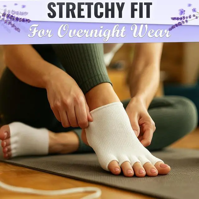 Alt view image 7 of 7 - Gel Toe Separator Socks for Women, Soft Cotton, Fits US Sizes 6-10 | Gel Toe Compression Socks with Silicone Gel Layer; Reusable; Relaxation; Comfortable for Bedtime, Pedicure & Moisturizing