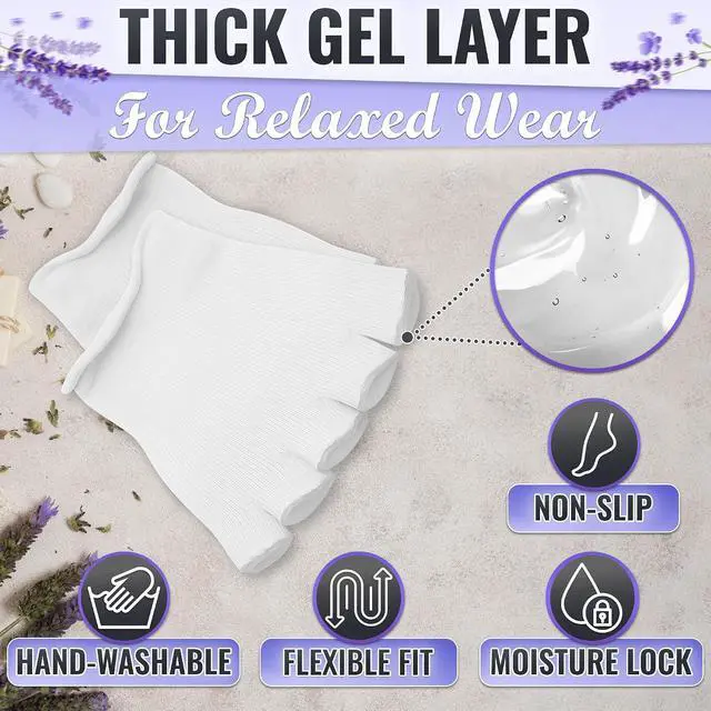 Alt view image 4 of 7 - Gel Toe Separator Socks for Women, Soft Cotton, Fits US Sizes 6-10 | Gel Toe Compression Socks with Silicone Gel Layer; Reusable; Relaxation; Comfortable for Bedtime, Pedicure & Moisturizing
