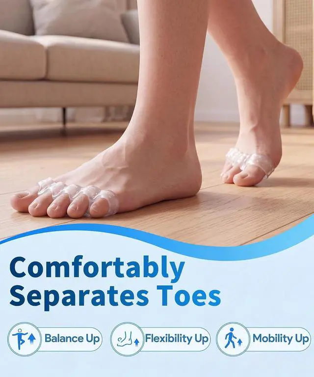 Alt view image 4 of 7 - Soft Toe Spacers for Women and Men, Silicone Toe Separators with Breathable Airflow Channels, Washable Reusable Design for Daily Use, Stretching and Comfort, 1 Pair