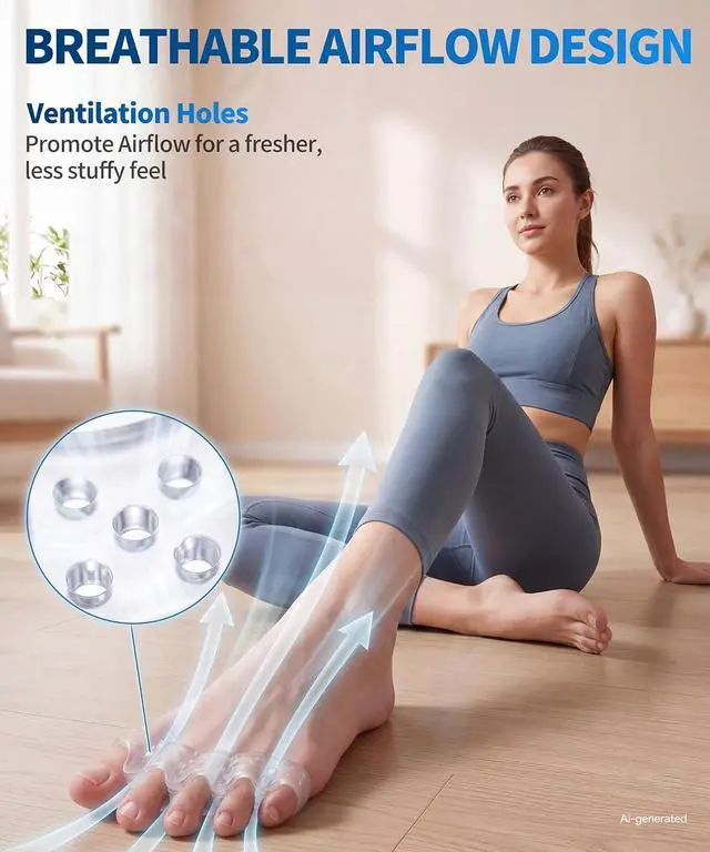 Alt view image 2 of 7 - Soft Toe Spacers for Women and Men, Silicone Toe Separators with Breathable Airflow Channels, Washable Reusable Design for Daily Use, Stretching and Comfort, 1 Pair