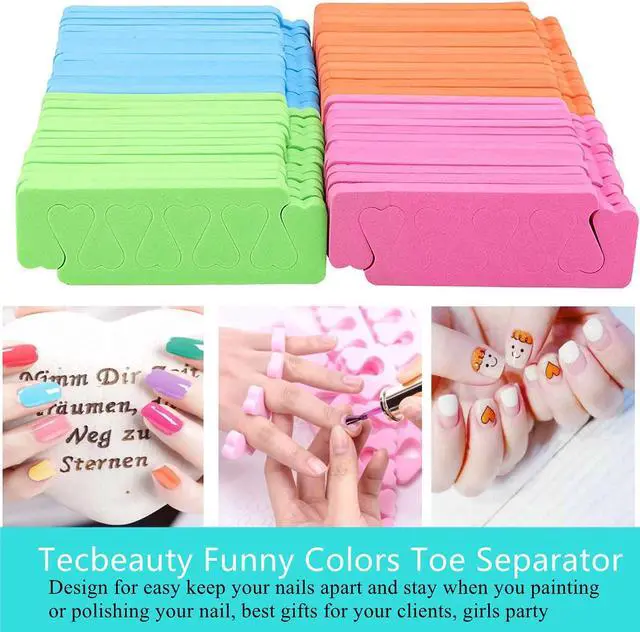 Alt view image 2 of 7 - 48pcs Sponge Toe Separators Pedicure Set for Nail Polish- Premium Nail Art Painting and Polishing Tool Kit, 4 Funy Color