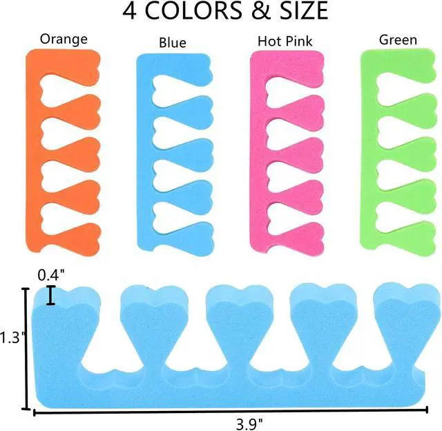Alt view image 3 of 7 - 48pcs Sponge Toe Separators Pedicure Set for Nail Polish- Premium Nail Art Painting and Polishing Tool Kit, 4 Funy Color