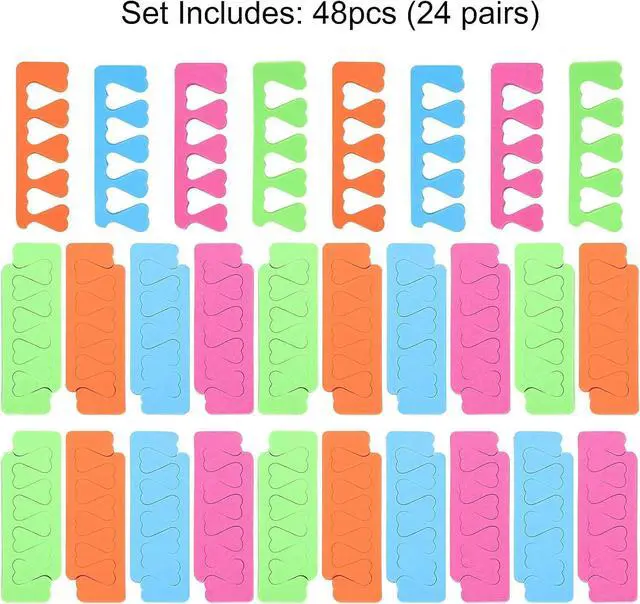 Alt view image 4 of 7 - 48pcs Sponge Toe Separators Pedicure Set for Nail Polish- Premium Nail Art Painting and Polishing Tool Kit, 4 Funy Color
